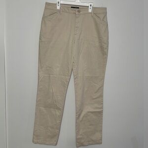 Lee Relaxed Fit Straight Leg Mid Rise Pants Women's Size 12 Medium Color Beige
